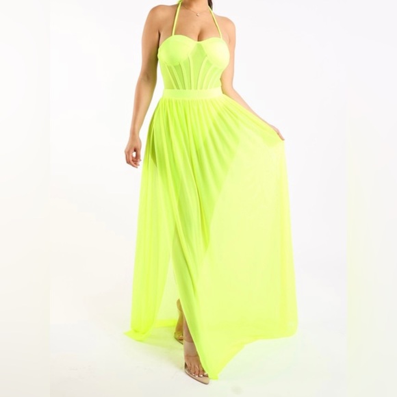 Mesh Maxi Skirt and Bodysuit Set - Picture 1 of 5